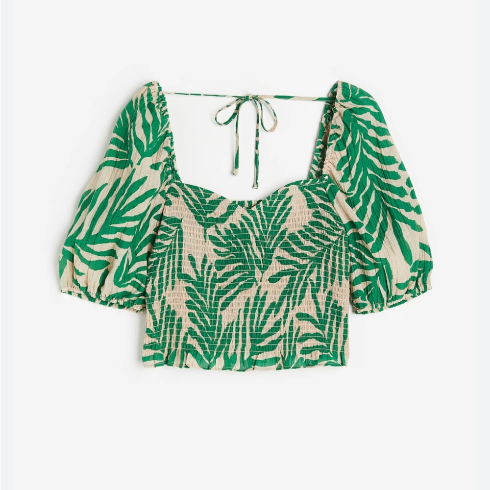 H&M Green Leaf Pattern Blouse size xs